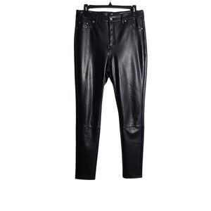 7 FOR ALL MANKIND Black Faux Leather Women Skinny Jeans Size Medium
